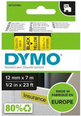 Dymo D1 45018 Label Maker Tape 7m x 12mm Yellow