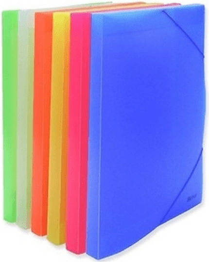 F-Plast Plastic File Box with Rubber Band 32x3x26cm Blue Semi-Transparent