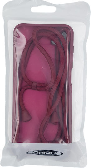 Sonique CarryHang Umschlag Rückseite Silikon 0.5mm mit Band Burgundisch (Redmi Note 12 Pro+)