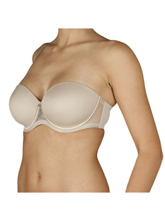 Creaciones Selene Esmeralda Strapless Bra with Light Padding Underwire Beige