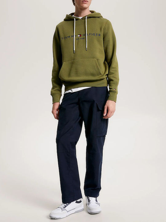 Tommy Hilfiger Men's Sweatshirt with Hood and Pockets Green