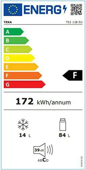 Teka Мини Бар 98лт В84.5xШ50.1xД54см. Бял TS1 138