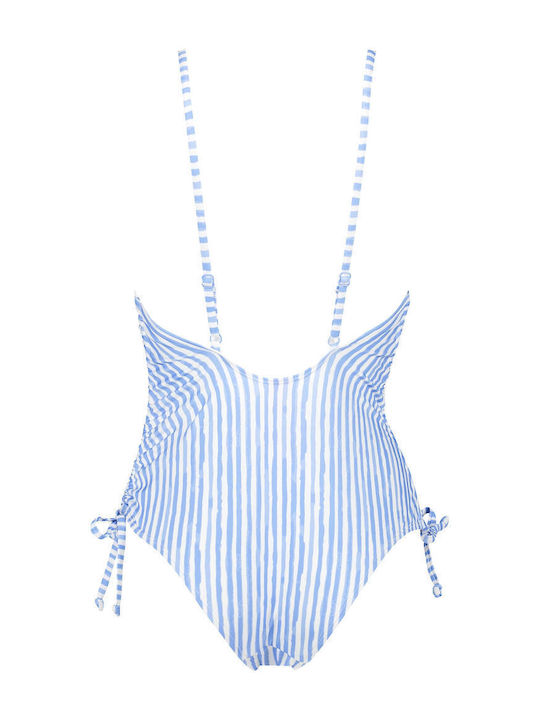 Striped Swimsuit Light Blue
