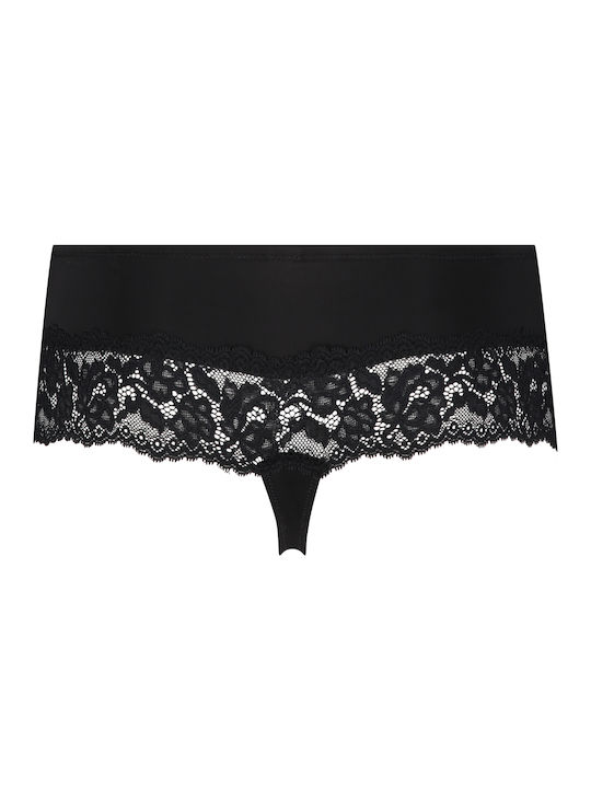 Hunkemöller Damen Boxer mit Spitze Schwarz