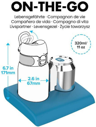 Ion8 Unicorns Kids Water Bottle Thermos Unicorn Stainless Steel with Straw Non Spill Lilac 320ml