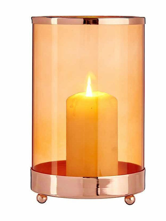 Gift Decor Candle Holder Glass Amber 12.2x12.2x19.5cm 1pcs