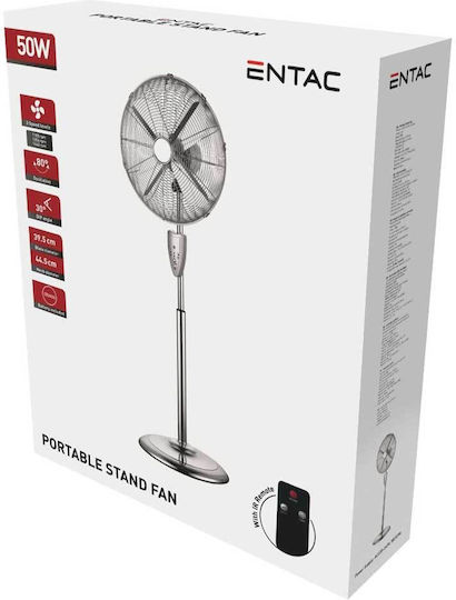 Entac Ανεμιστήρας Ορθοστάτης 50W Διαμέτρου 44.5cm με Τηλεχειριστήριο Γκρι