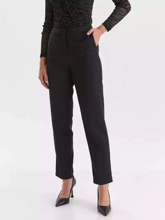 Make your image Women's High-waisted Fabric Trousers Black