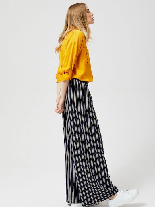 Make your image Women's Fabric Trousers Striped Navy Blue