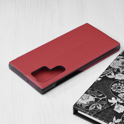 Techsuit eFold Series Synthetic Leather Book Red (Galaxy S22 Ultra)