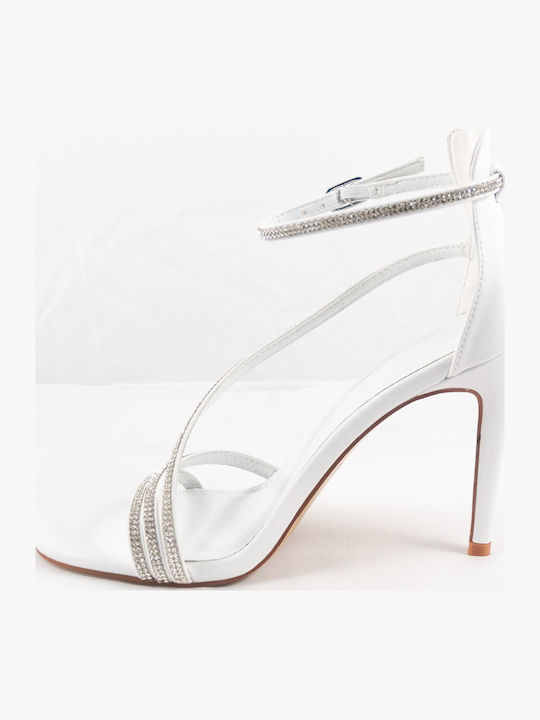 Leather Sandals with Strass White