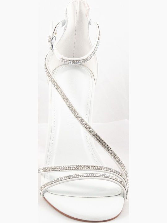 Leather Sandals with Strass White
