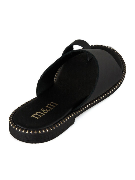 Leder Flache Sandalen für Damen in Schwarz Farbe