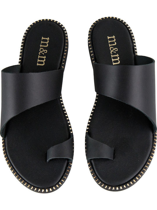 Leder Flache Sandalen für Damen in Schwarz Farbe