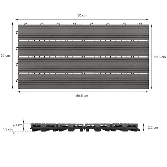 ECD Germany WPC Garden Decking Board 60x30cm