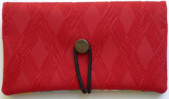 Simona Тютюнева Кутия От Изкуствена Кожа Червена Ръчно Изработена С Кабел 16x10см