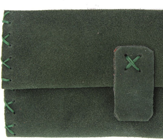 PO.S Lederne Tabaktasche Grün mit Verschluss 17x8cm