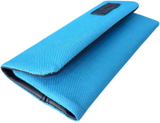 Handgefertigte Stoff Tabaktasche Hellblaue mit Magnetverschluss 15,5x8cm