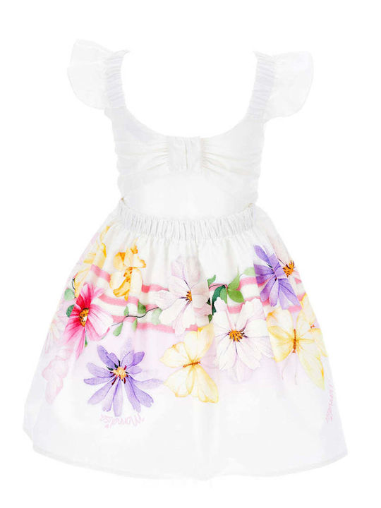 Rochie pentru Copii Fără mâneci Din tul Floral Alb