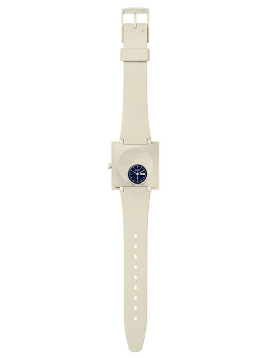 Swatch Swatch Γυναικείο Ρολόι 41.8mm Μπαταρίας με Μπεζ Καουτσούκ Λουράκι