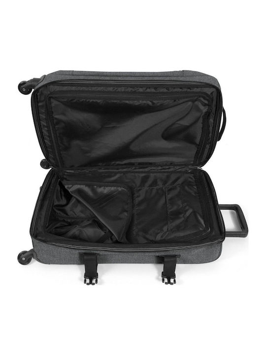 Eastpak Trans4 L Cabin Fabric Suitcase Black Denim with 4 Wheels Height 54cm