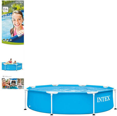 Intex Στρογγυλή Πισίνα PVC 1828lt με Μεταλλικό Σκελετό 244x51εκ. Μπλε