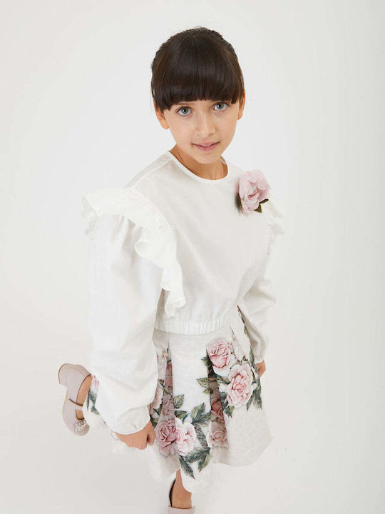 Kinderbluse Langarm Ecru