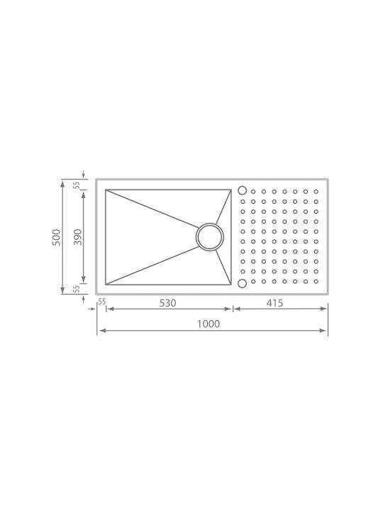 Sanitec Punto Quadra Drop-In Sink Inox Satin W100xD50cm Silver