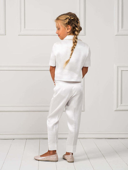 Designer's Cat Set of Kids Blouses White