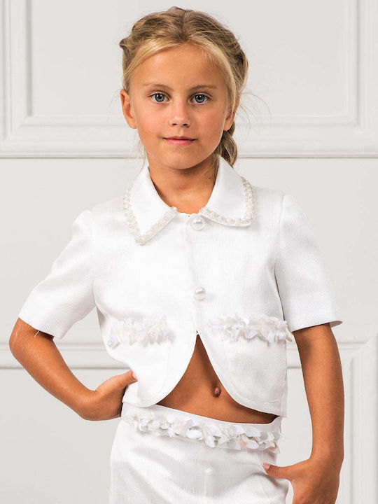 Kids Clothing Set with Pants and Summer Coat 2 Pieces White