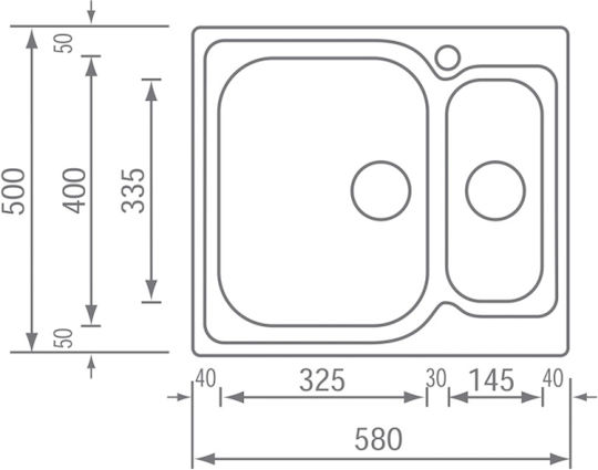 Sanitec Ένθετος Inox Σαγρέ Μ58xΠ50cm