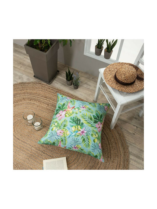 Teoran Decorative Pillow Case Morella from 100% Cotton Light Blue 65x65cm.