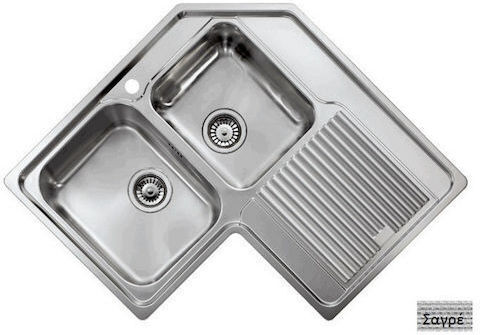 Sanitec Zenith Ένθετος Γωνιακός Δεξιός Inox Σαγρέ Μ83xΠ83cm Ασημί