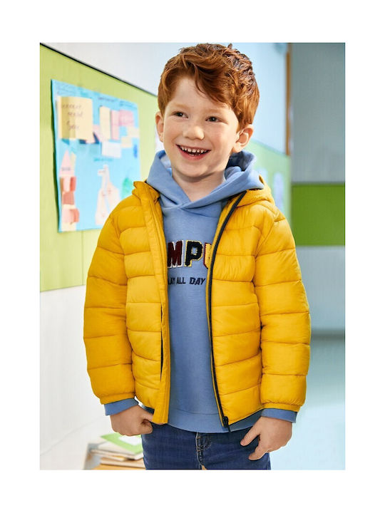 Mayoral Boys Quilted Coat Yellow with Ηood