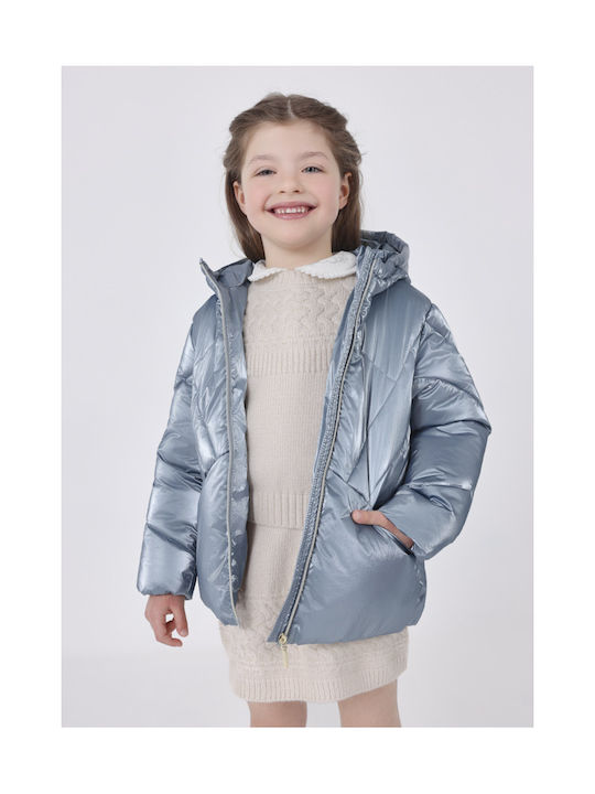 Mayoral Girls Quilted Coat Blue with Ηood