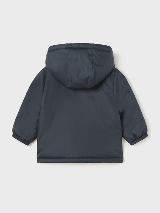 Kids' Quilted Jacket Short Double Sided with Hood Anthracite