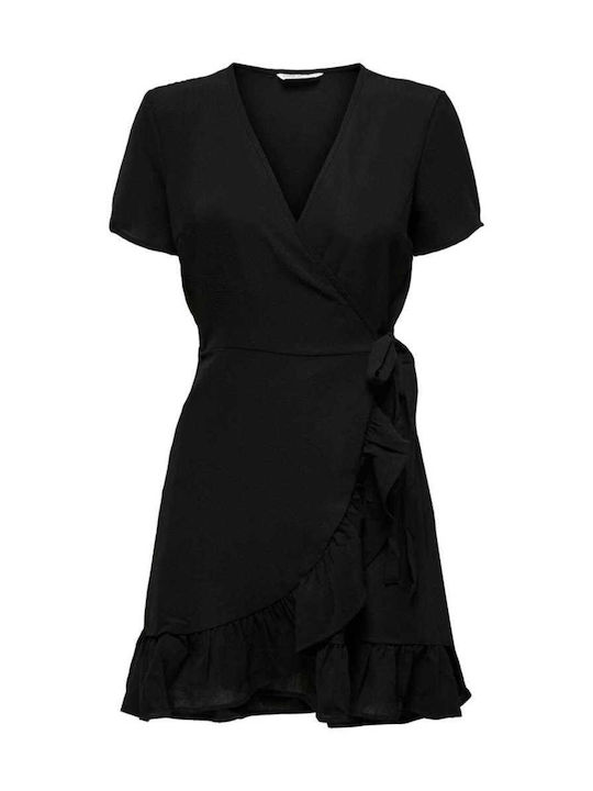 Only Mini Καλοκαιρινό All Day Φόρεμα Κρουαζέ Μαύρο