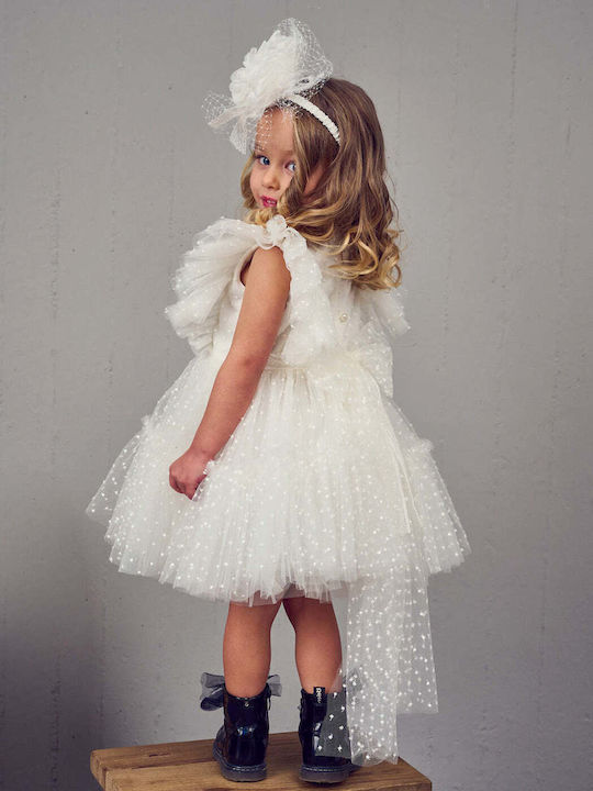 Designer's Cat White Baptism Dress made of Tulle
