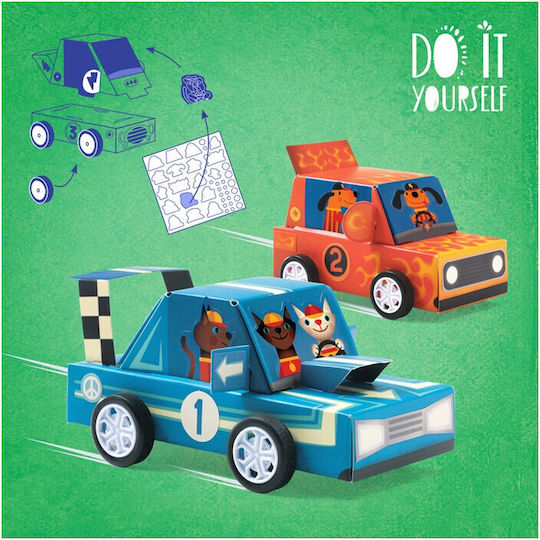 Djeco Papier-Bauspielzeug Baue Grand Prix Autos für Kinder ab 5+ Jahre Jahren