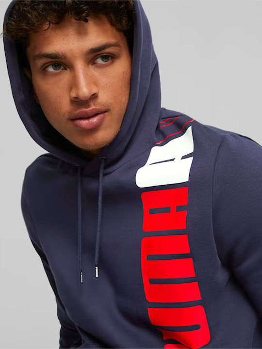 PUMA ESS+ Men's Sweatshirt Navy Blue with Hood