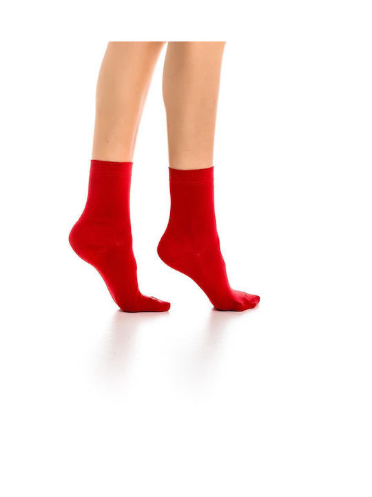 Inizio Women's Solid Color Socks Red