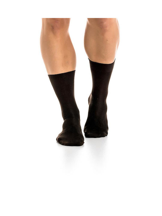 Inizio Men's Solid Color Socks Brown