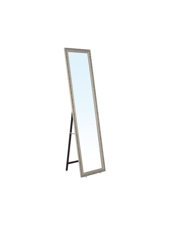 Woodwell Oglindă De Podea Cu Cadru Din Lemn Argintiu 148x39cm