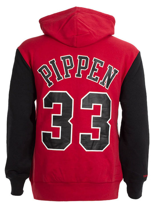 Mitchell & Ness Herren Sweatshirt mit Kapuze Rot