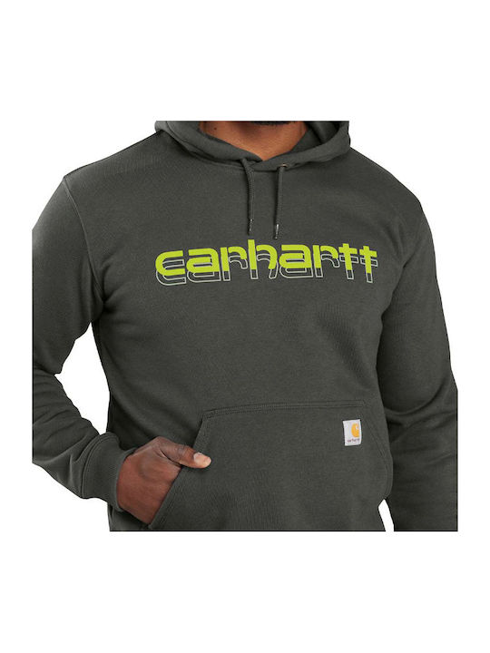 Carhartt Ανδρικό Φούτερ με Κουκούλα και Τσέπες Γκρι