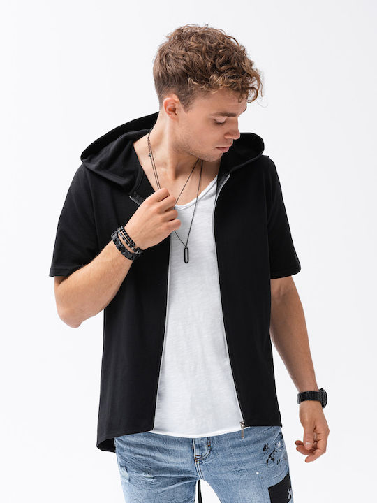 Ombre Herren Sweatshirt Jacke mit Kapuze Schwarz