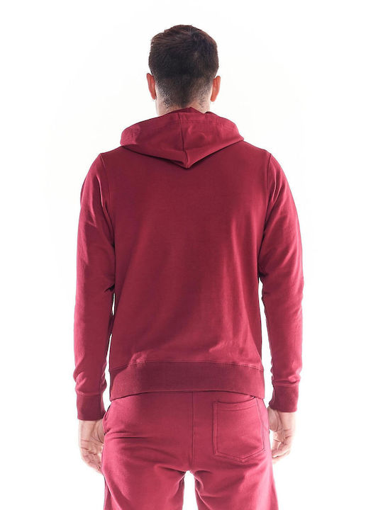 Leone 1947 Men's Sweatshirt Jacket with Hood Red