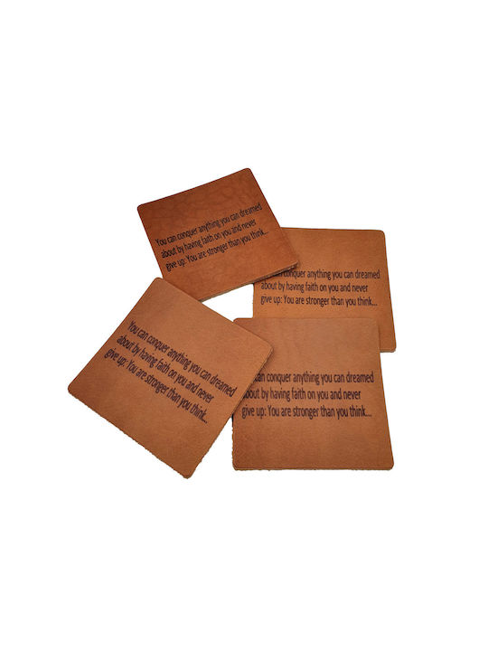 ByLeather Round Coaster made of Leatherette Brown 9cm 4pcs