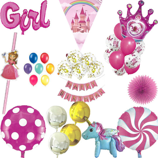 Balloon Accessories for Party with Theme "Unicorns" from Metallic Set of 50pcs (Μiscellaneous Colors)