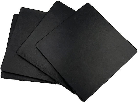 ByLeather Σουβέρ Στρογγυλό από Δερματίνη Μαύρο 9cm 4τμχ